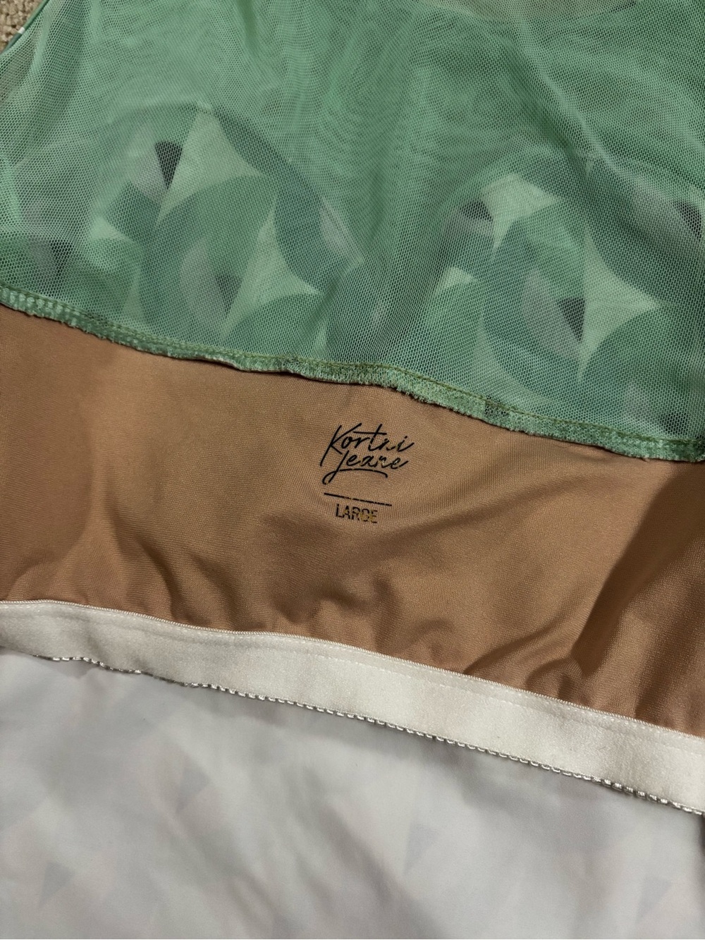 Kortni Jeane Mint Green Geo-Print Mesh Swim Top - Picture 4 of 6